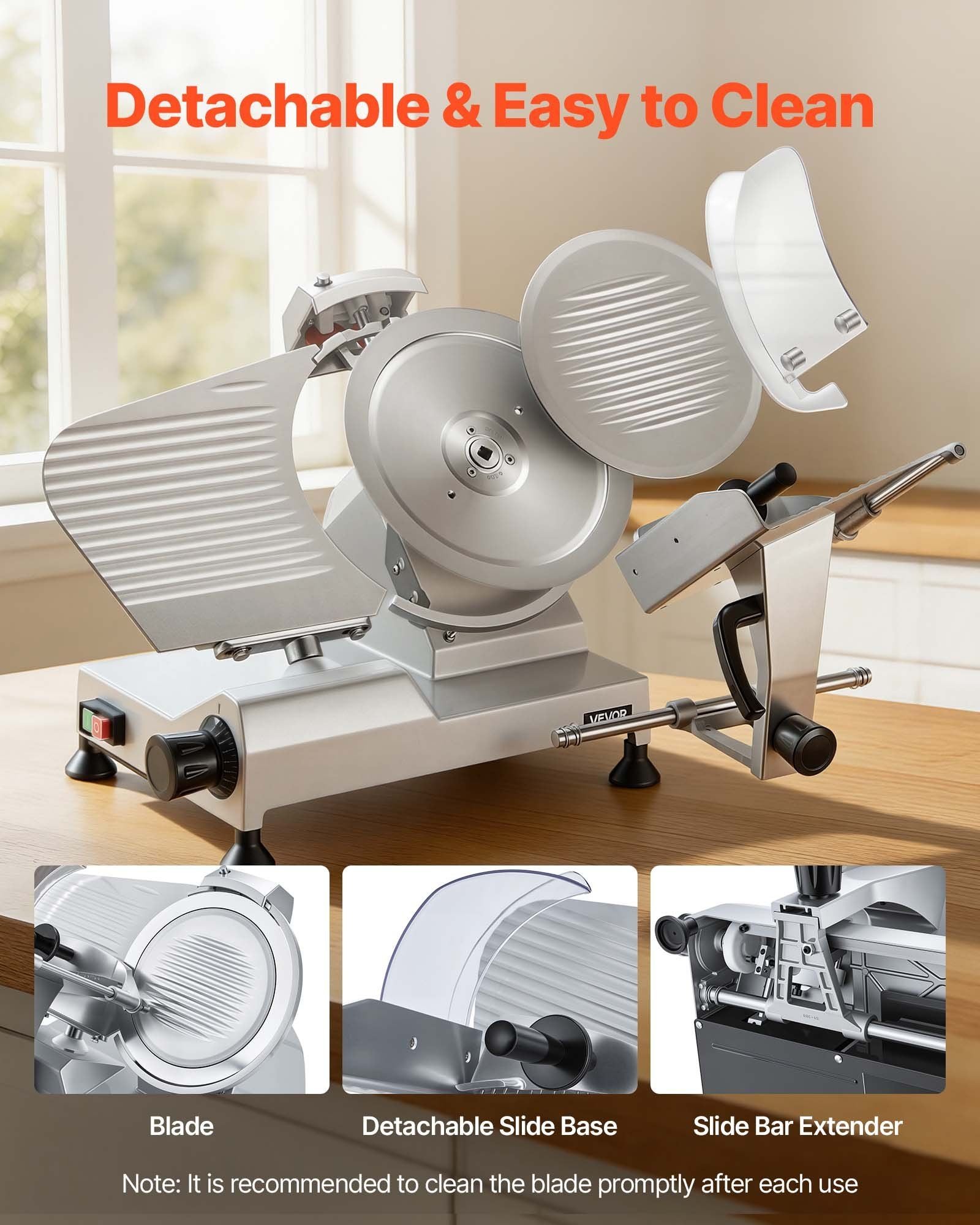 Commercial Meat Slicer, 320W Electric Deli Food Slicer with 300mm Carbon Steel Blade, Built-In Sharpener & V952-SYDRQPJ320WBFUZ7V001V3