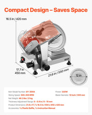 Commercial Meat Slicer, 320W Electric Deli Food Slicer with 300mm Carbon Steel Blade, Built-In Sharpener & V952-SYDRQPJ320WBFUZ7V001V3