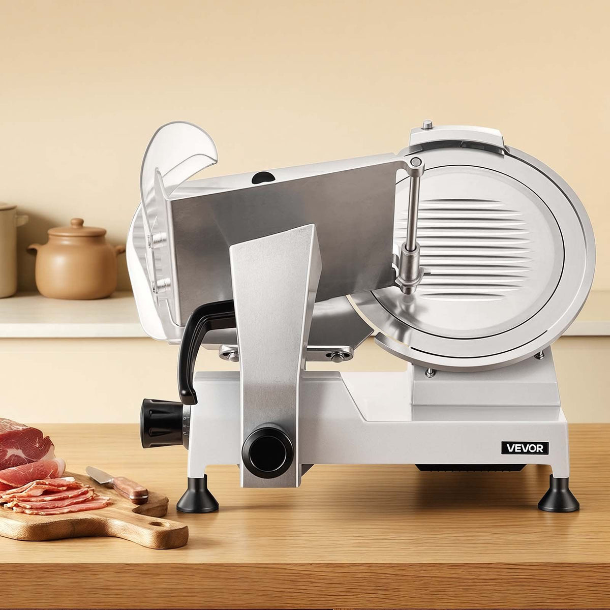 Commercial Meat Slicer, 320W Electric Deli Food Slicer with 300mm Carbon Steel Blade, Built-In Sharpener & V952-SYDRQPJ320WBFUZ7V001V3