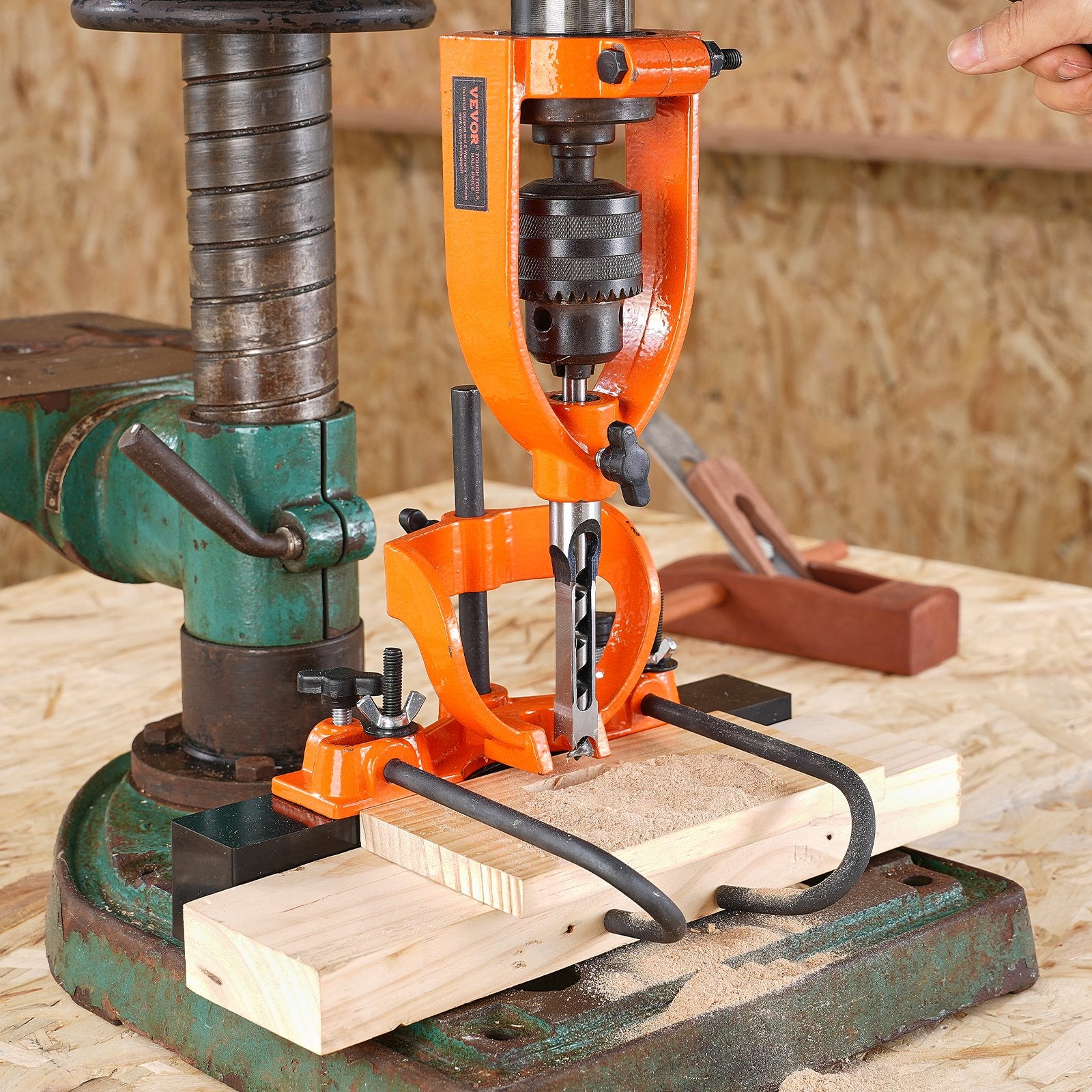 Mortising Attachment for Drill Press, 4 Model Drills Square Hole Chisel Set, Bench Drill Locator Set Mortise V952-SYDWQTJ5GCTCK4X2EV0
