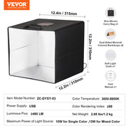 Photo Studio Light Box 3000-5600K 6 Double-Sided Color Backdrops, 31.5 x 31 x 31 cm V952-SYDXNJBH12IN5FUDGV9