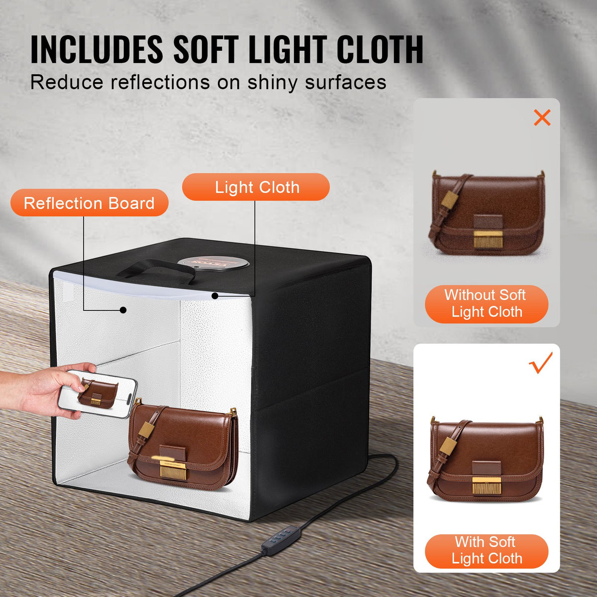 Photo Studio Light Box 3000-5600K 6 Double-Sided Color Backdrops, 41 x 40 x 39 cm V952-SYDXNJBH16ING11SXV9