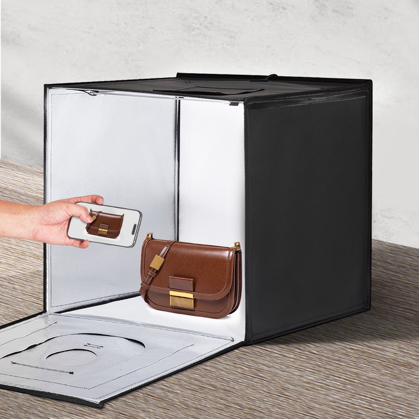 Photo Studio Light Box 3000-5600K Adjustable 3 Color Temperatures, 60 x 59 x 60 cm V952-SYDXNJBH24IN272CMV3