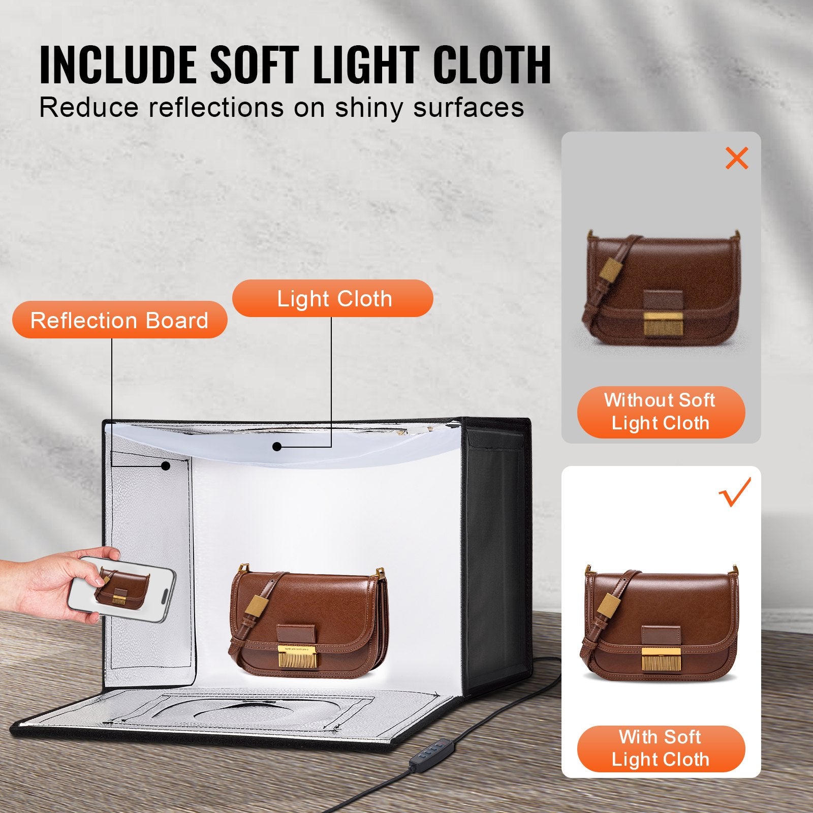Photo Studio Light Box 3000-5600K Adjustable 3 Color Temperatures,41 x 30 x 30.5cm V952-SYDXNJBH3030P87GWV9