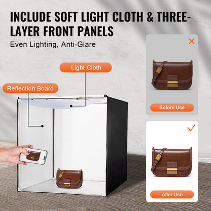 Photo Studio Light Box 5600K with 210 LED Lights Power Adapter, 81.5 x 81.5 x 81.5 cm V952-SYDXNJBH32INLFC4GV3