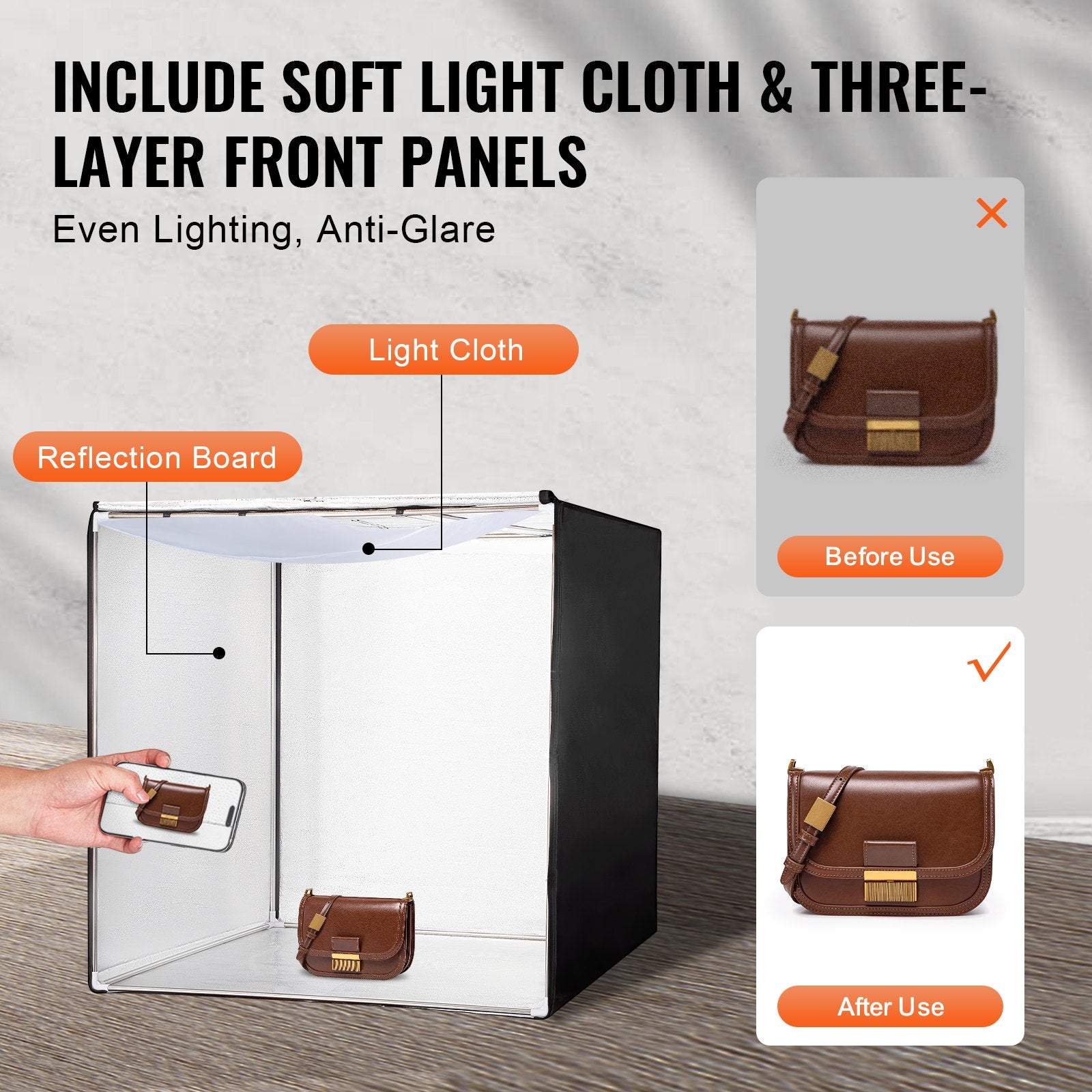 Photo Studio Light Box 5600K with 210 LED Lights Power Adapter,100 x 100 x 100 cm V952-SYDXNJBH39INNNK6JV3