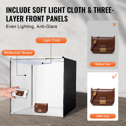 Photo Studio Light Box 5600K with 210 LED Lights Power Adapter,100 x 100 x 100 cm V952-SYDXNJBH39INNNK6JV3