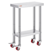 Stainless Steel Work Table with Wheels 24 x 12 x 32 Inch Prep Table with 4 Casters Heavy Duty Work Table for V952-SYGZT12X24INDJL01V0