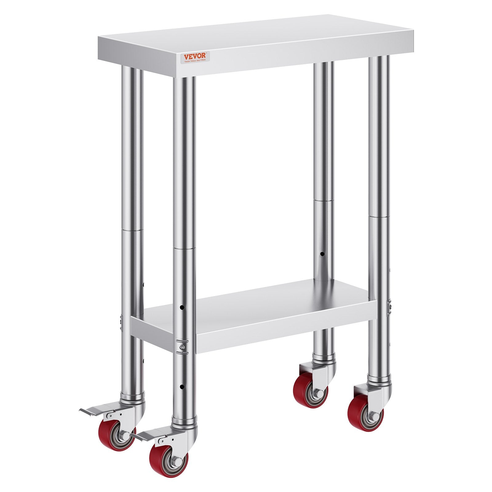 Stainless Steel Work Table with Wheels 24 x 12 x 32 Inch Prep Table with 4 Casters Heavy Duty Work Table for V952-SYGZT12X24INDJL01V0