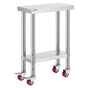 Stainless Steel Work Table with Wheels 24 x 12 x 32 Inch Prep Table with 4 Casters Heavy Duty Work Table for V952-SYGZT12X24INDJL01V0