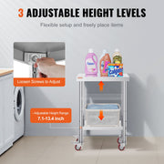 Stainless Steel Work Table with Wheels 24 x 12 x 32 Inch Prep Table with 4 Casters Heavy Duty Work Table for V952-SYGZT12X24INDJL01V0