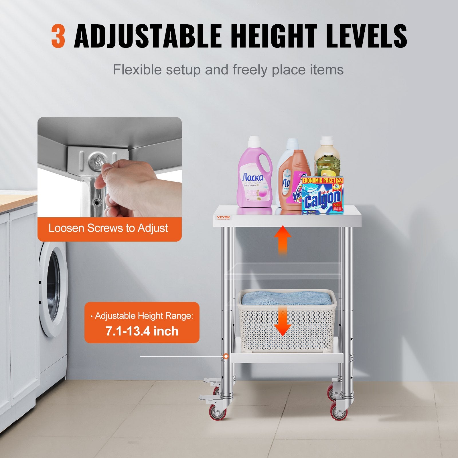 Stainless Steel Work Table with Wheels 24 x 12 x 32 Inch Prep Table with 4 Casters Heavy Duty Work Table for V952-SYGZT12X24INDJL01V0
