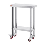 Stainless Steel Work Table with Wheels 24 x 12 x 32 Inch Prep Table with 4 Casters Heavy Duty Work Table for V952-SYGZT12X24INDJL01V0