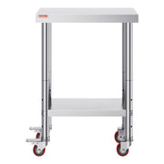 Stainless Steel Work Table with Wheels 24 x 12 x 32 Inch Prep Table with 4 Casters Heavy Duty Work Table for V952-SYGZT12X24INDJL01V0