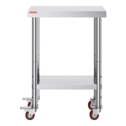 Stainless Steel Work Table with Wheels 24 x 12 x 32 Inch Prep Table with 4 Casters Heavy Duty Work Table for V952-SYGZT12X24INDJL01V0