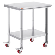 Stainless Steel Work Table with Wheels 24 x 30 Prep Table with casters Heavy Duty Work Table for Commercial V952-SYGZT30X24INDJL01V0