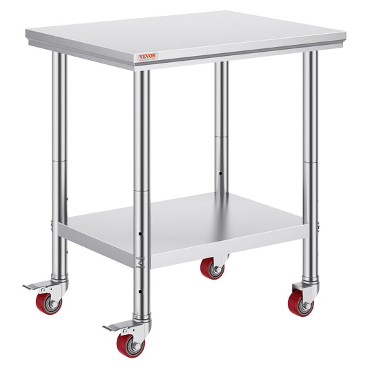Stainless Steel Work Table with Wheels 24 x 30 Prep Table with casters Heavy Duty Work Table for Commercial V952-SYGZT30X24INDJL01V0