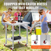 Stainless Steel Work Table with Wheels 24 x 30 Prep Table with casters Heavy Duty Work Table for Commercial V952-SYGZT30X24INDJL01V0