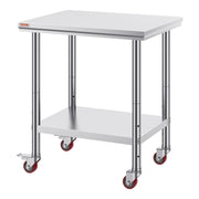 Stainless Steel Work Table with Wheels 24 x 30 Prep Table with casters Heavy Duty Work Table for Commercial V952-SYGZT30X24INDJL01V0
