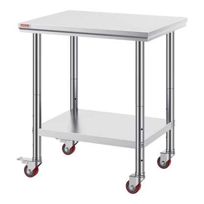 Stainless Steel Work Table with Wheels 24 x 30 Prep Table with casters Heavy Duty Work Table for Commercial V952-SYGZT30X24INDJL01V0