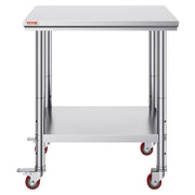 Stainless Steel Work Table with Wheels 24 x 30 Prep Table with casters Heavy Duty Work Table for Commercial V952-SYGZT30X24INDJL01V0