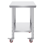 Stainless Steel Work Table with Wheels 24 x 30 Prep Table with casters Heavy Duty Work Table for Commercial V952-SYGZT30X24INDJL01V0