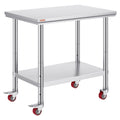 Stainless Steel Work Table 36x24 Inch with 4 Wheels Commercial Food Prep Worktable with Casters Heavy Duty V952-SYGZT36X24INDJL01V0