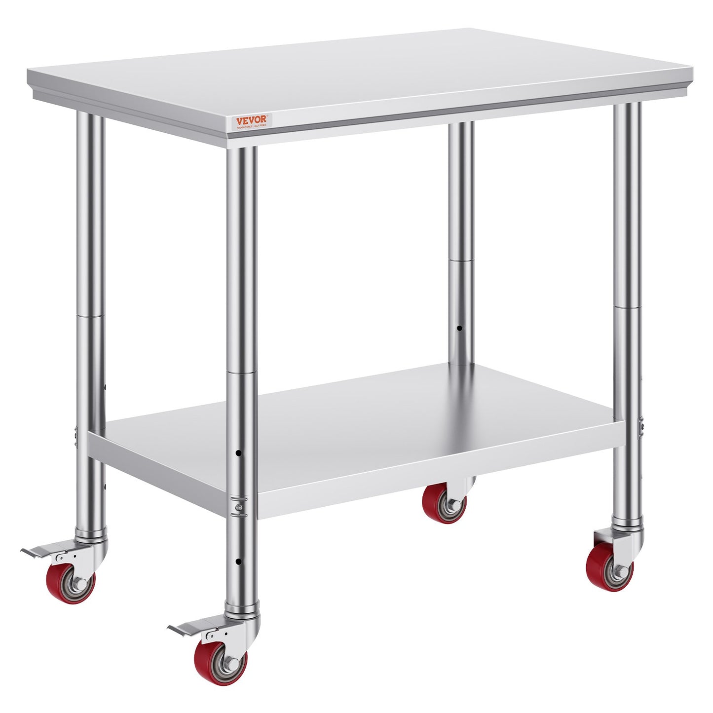 Stainless Steel Work Table 36x24 Inch with 4 Wheels Commercial Food Prep Worktable with Casters Heavy Duty V952-SYGZT36X24INDJL01V0