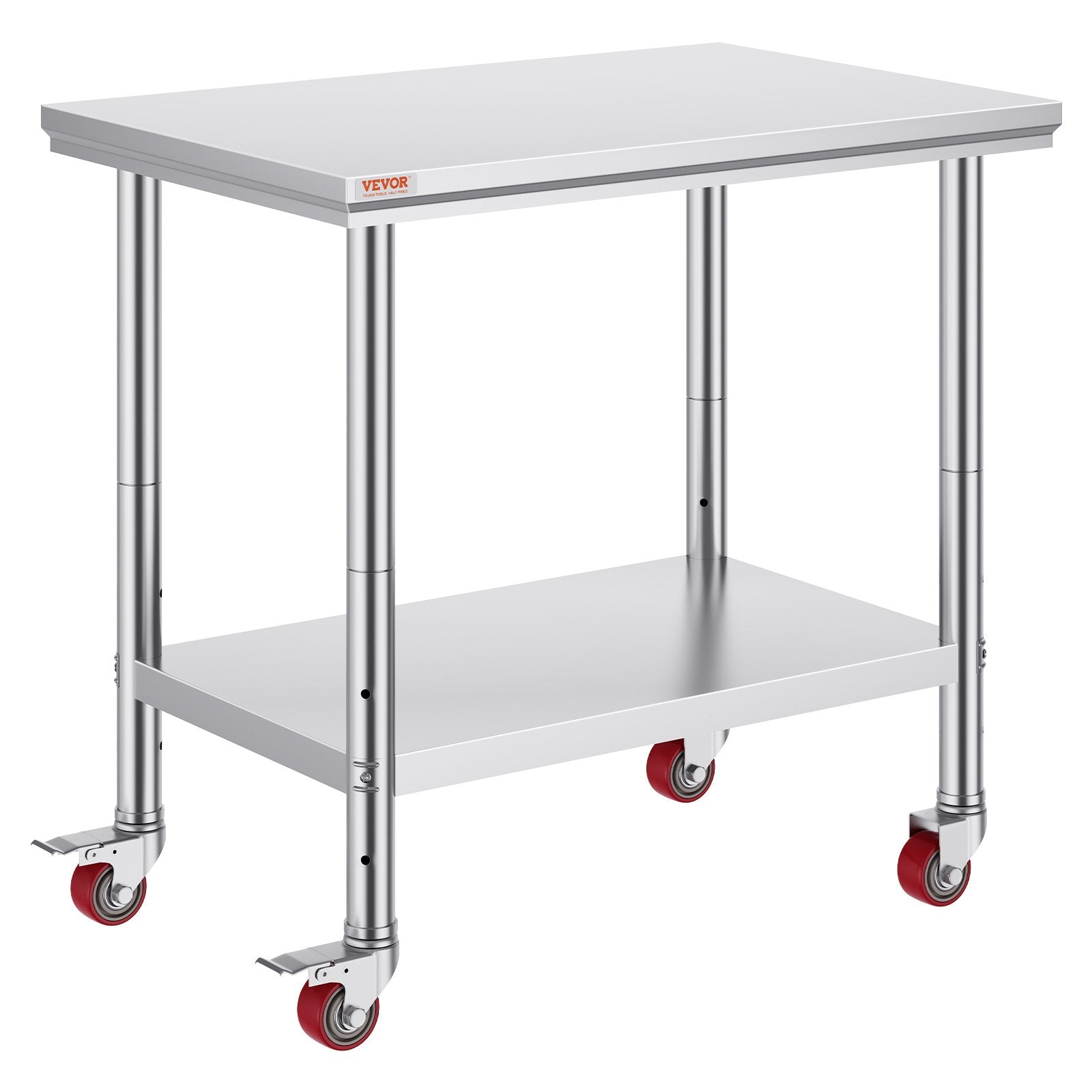 Stainless Steel Work Table 36x24 Inch with 4 Wheels Commercial Food Prep Worktable with Casters Heavy Duty V952-SYGZT36X24INDJL01V0
