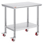 Stainless Steel Work Table 36x24 Inch with 4 Wheels Commercial Food Prep Worktable with Casters Heavy Duty V952-SYGZT36X24INDJL01V0