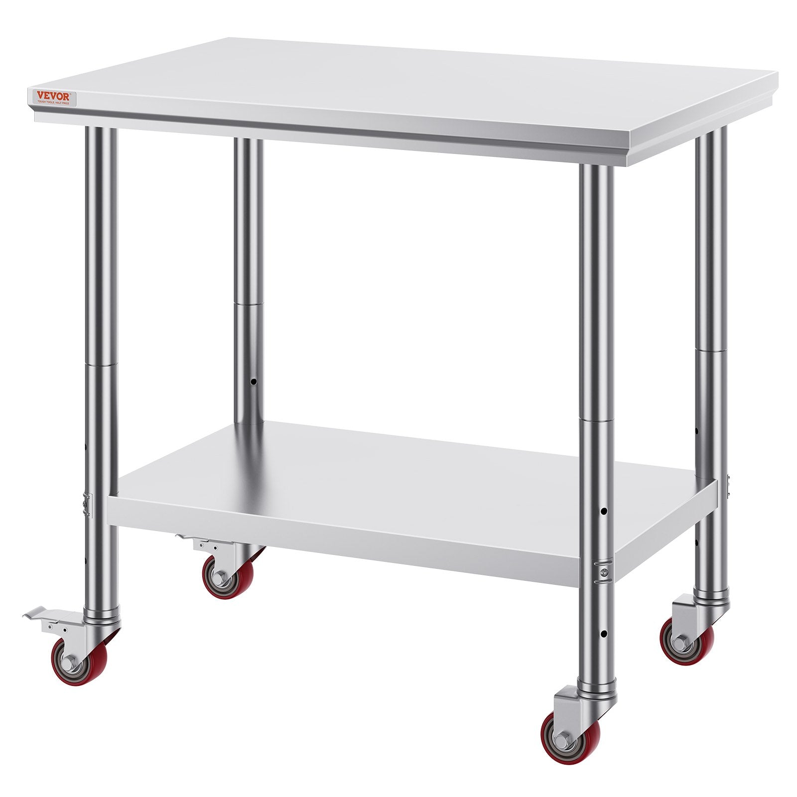 Stainless Steel Work Table 36x24 Inch with 4 Wheels Commercial Food Prep Worktable with Casters Heavy Duty V952-SYGZT36X24INDJL01V0