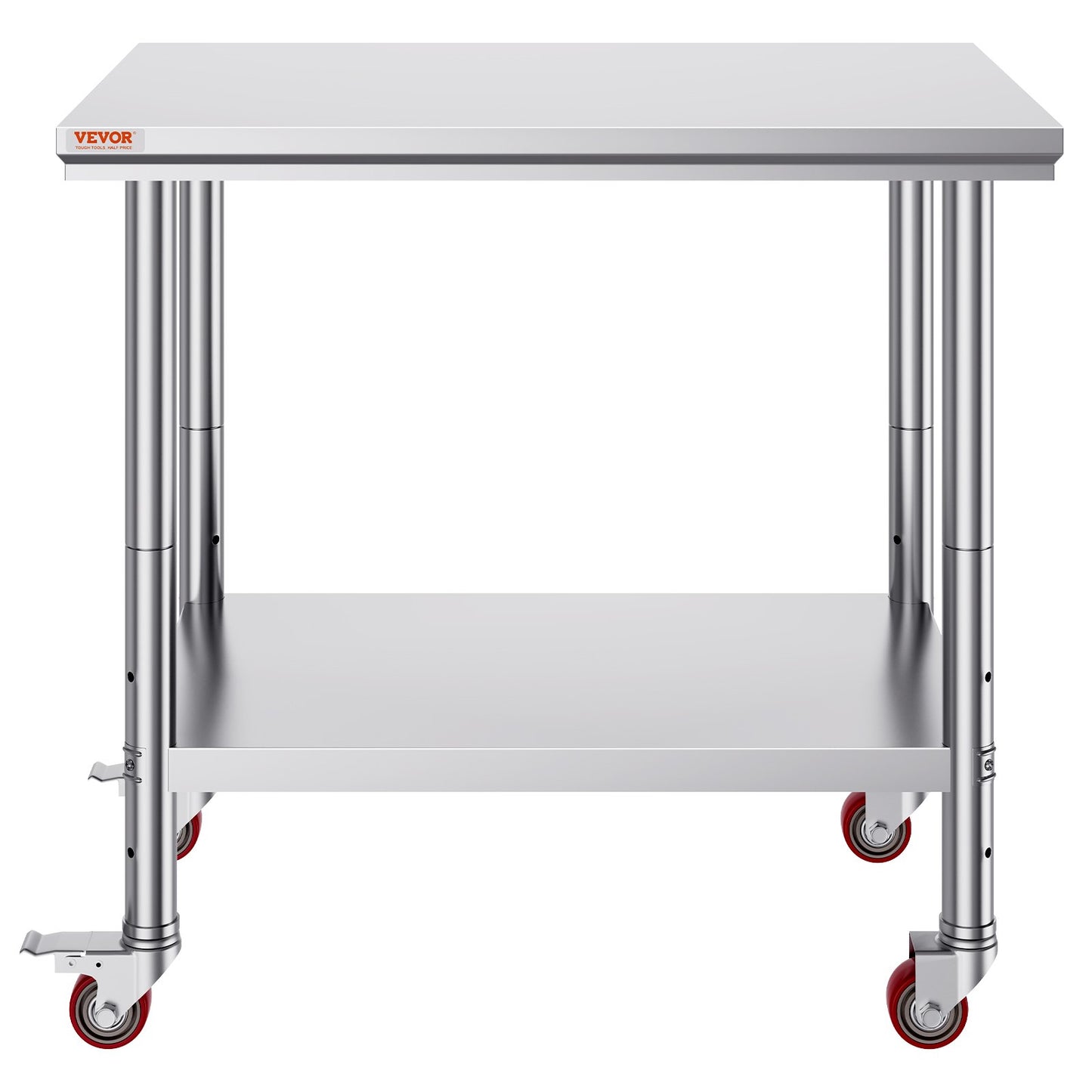 Stainless Steel Work Table 36x24 Inch with 4 Wheels Commercial Food Prep Worktable with Casters Heavy Duty V952-SYGZT36X24INDJL01V0