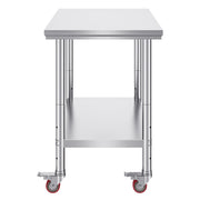 Stainless Steel Work Table 36x24 Inch with 4 Wheels Commercial Food Prep Worktable with Casters Heavy Duty V952-SYGZT36X24INDJL01V0