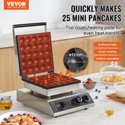 Mini Dutch Pancake Maker, 25PCS 43mm Diameter Dorayaki Baker Machine, 1700W Commercial Electric Poffertjes V952-SYJBJDP25KF07JF6PV3