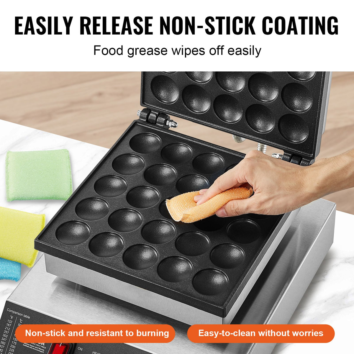 Mini Dutch Pancake Maker, 25PCS 43mm Diameter Dorayaki Baker Machine, 1700W Commercial Electric Poffertjes V952-SYJBJDP25KF07JF6PV3