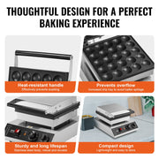 Mini Dutch Pancake Maker, 25PCS 43mm Diameter Dorayaki Baker Machine, 1700W Commercial Electric Poffertjes V952-SYJBJDP25KF07JF6PV3