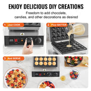 Mini Dutch Pancake Maker, 25PCS 43mm Diameter Dorayaki Baker Machine, 1700W Commercial Electric Poffertjes V952-SYJBJDP25KF07JF6PV3