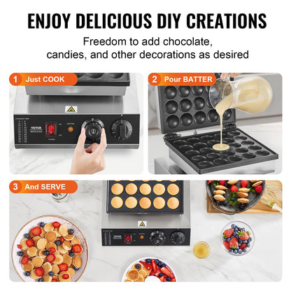 Mini Dutch Pancake Maker, 25PCS 43mm Diameter Dorayaki Baker Machine, 1700W Commercial Electric Poffertjes V952-SYJBJDP25KF07JF6PV3