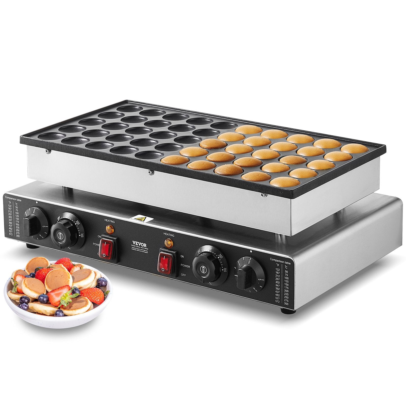 Mini Dutch Pancake Maker, 50PCS 43mm Diameter Dorayaki Baker Machine, 1700W Commercial Electric Poffertjes V952-SYJBJDP50KF0N6CCCV3
