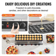 Mini Dutch Pancake Maker, 50PCS 43mm Diameter Dorayaki Baker Machine, 1700W Commercial Electric Poffertjes V952-SYJBJDP50KF0N6CCCV3