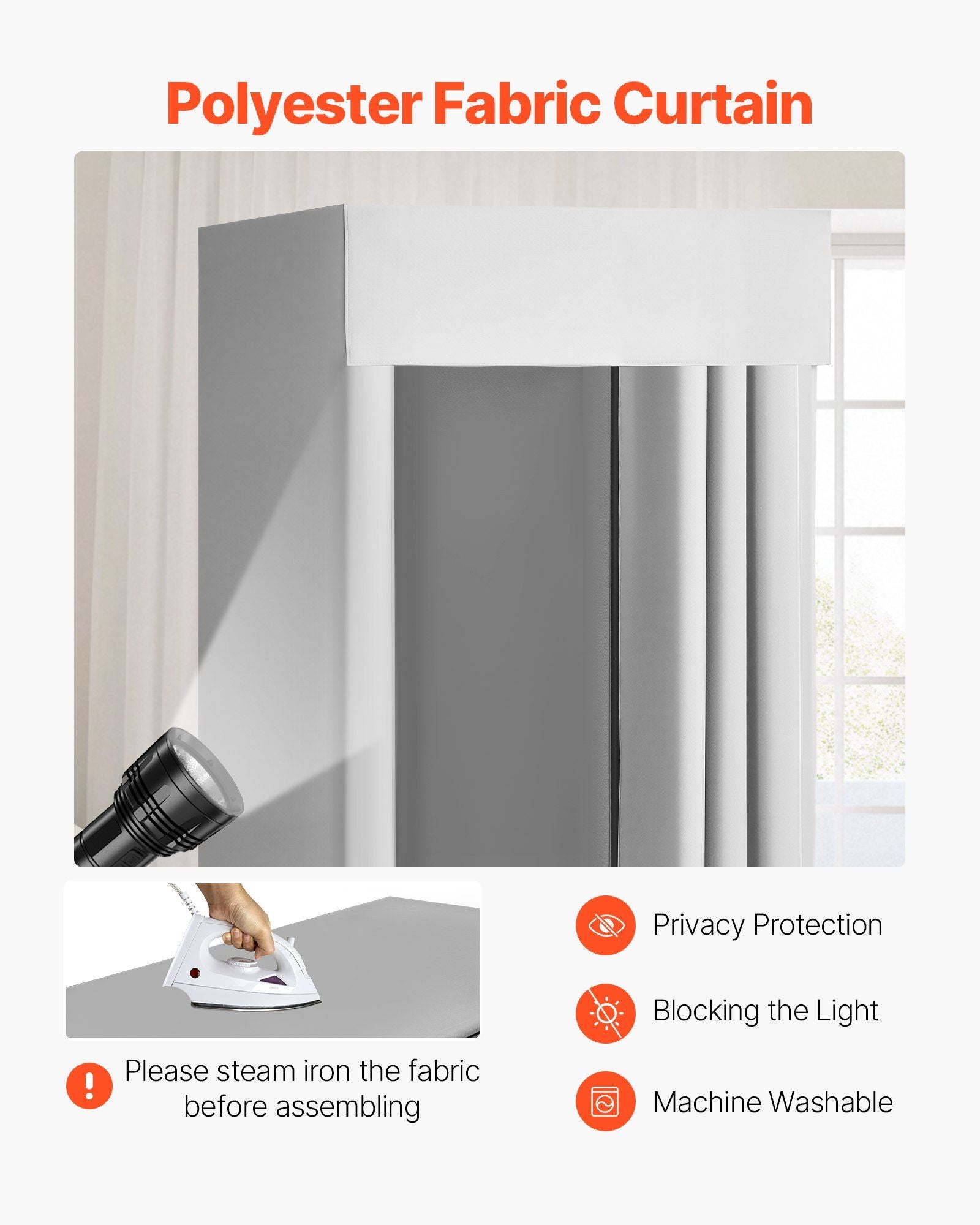 Fitting Room, Dressing Room with Thick Polyester Curtains, Privacy Space with Shading Curtain and a Hook, for V952-SYJFXDLSWHB0ZLMN1001V0