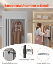 Fitting Room, Dressing Room with Thick Polyester Curtains, Privacy Space with Shading Curtain and a Hook, for V952-SYJFXDLSWHB0ZLMN1001V0