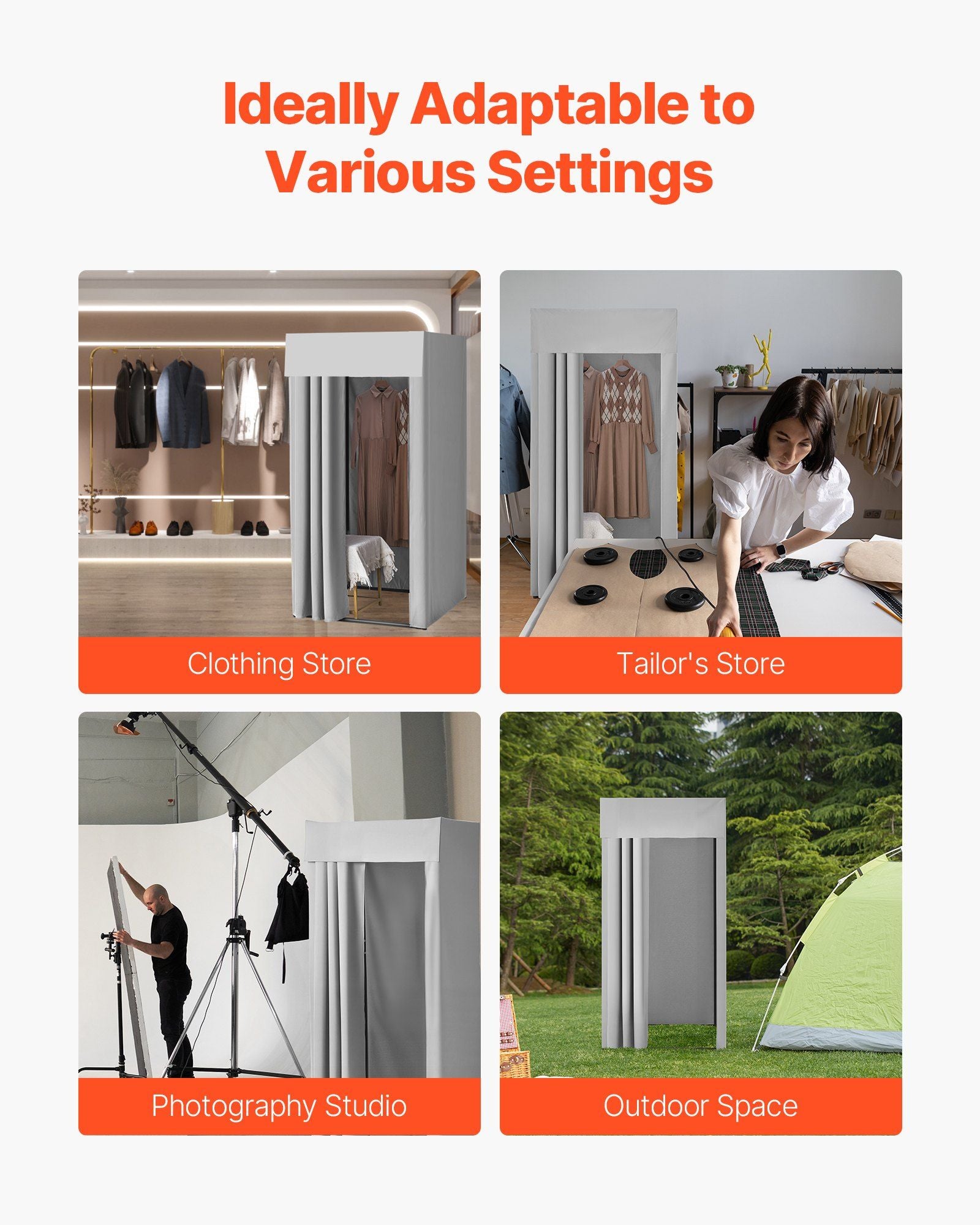 Fitting Room, Dressing Room with Thick Polyester Curtains, Privacy Space with Shading Curtain and a Hook, for V952-SYJFXDLSWHB0ZLMN1001V0
