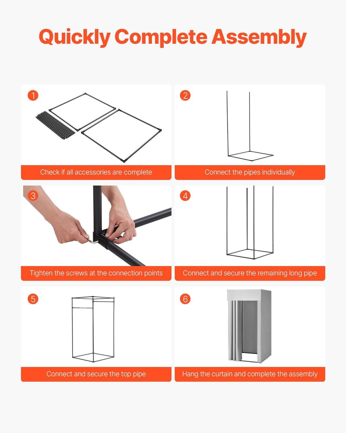 Fitting Room, Dressing Room with Thick Polyester Curtains, Privacy Space with Shading Curtain and a Hook, for V952-SYJFXDLSWHB0ZLMN1001V0