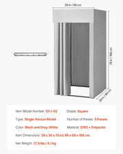 Fitting Room, Dressing Room with Thick Polyester Curtains, Privacy Space with Shading Curtain and a Hook, for V952-SYJFXDLSWHB0ZLMN1001V0