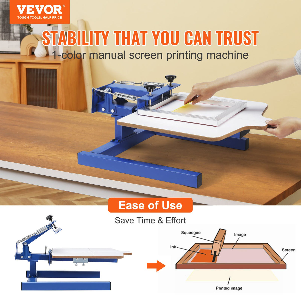 Screen Printing Machine, 1 Color 1 Station Silk Screen Printing Press, 21.2x17.7in / 54x45cm Screen Printing V952-SYJTTSDYZZ11972GBV0