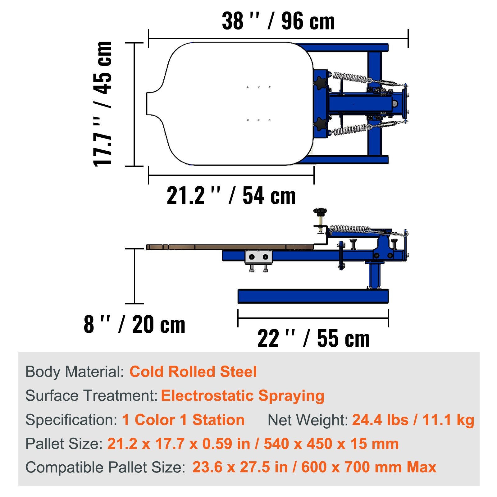 Screen Printing Machine, 1 Color 1 Station Silk Screen Printing Press, 21.2x17.7in / 54x45cm Screen Printing V952-SYJTTSDYZZ11972GBV0