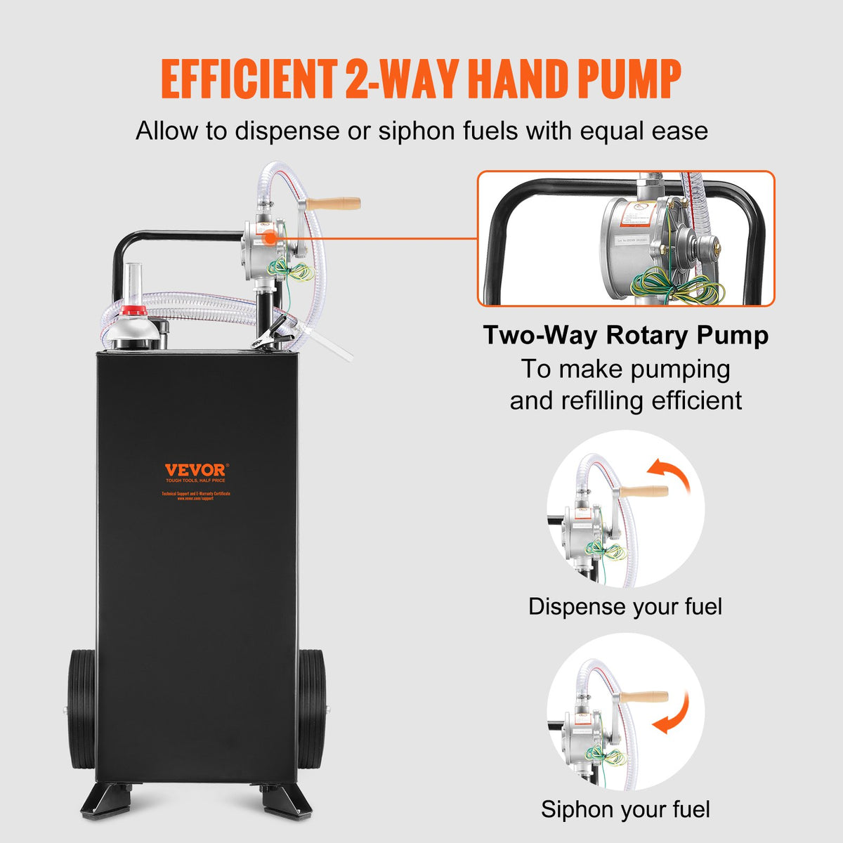 114L Gas Caddy, Fuel Storage Tank with Wheels, Portable Fuel Caddy with Manuel Transfer Pump, Gasoline Diesel V952-SYJYCBXGGJ2307OLTV0