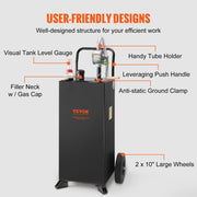 114L Gas Caddy, Fuel Storage Tank with Wheels, Portable Fuel Caddy with Manuel Transfer Pump, Gasoline Diesel V952-SYJYCBXGGJ2307OLTV0