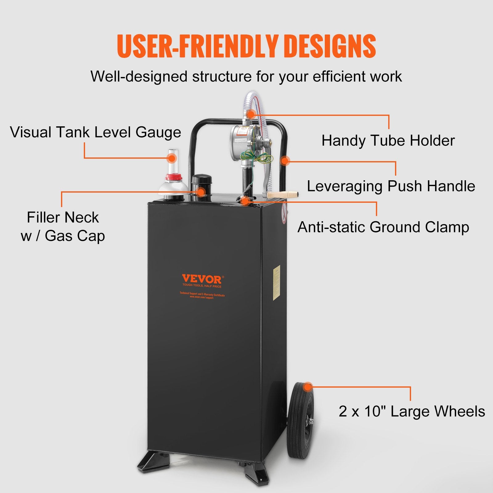 114L Gas Caddy, Fuel Storage Tank with Wheels, Portable Fuel Caddy with Manuel Transfer Pump, Gasoline Diesel V952-SYJYCBXGGJ2307OLTV0